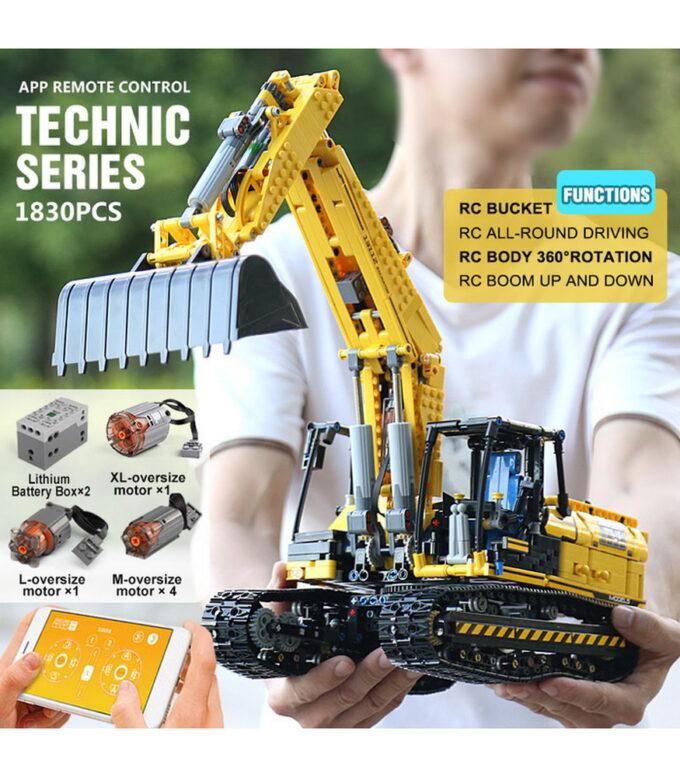 Mould King 13112 Mechanical Digger Motorized Excavator - 1830 PCS - Image 3